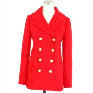 J-Crew size 14 CLASSIC RED Wool Pea Coat